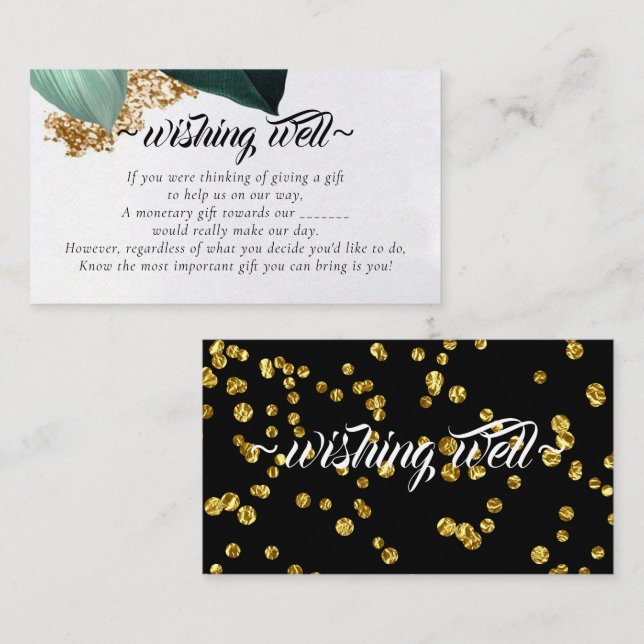 Eucalyptus Glitter Wishing Well for Wedding Enclosure Card (Front/Back)