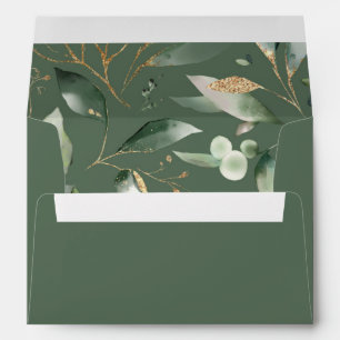 Eucalyptus Glow Gold Greenery - All Green Envelope