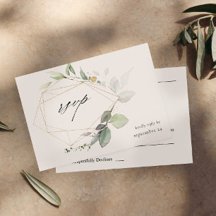 Eucalyptus Glow Gold Greenery w Meal RSVP Card