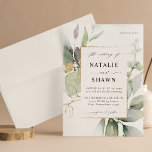 Eucalyptus Glow Gold Greenery Wedding Invitation<br><div class="desc">Send your guests a beautiful wedding invitation with your beautiful Eucalyptus Glow Gold Wedding Invitation.</div>