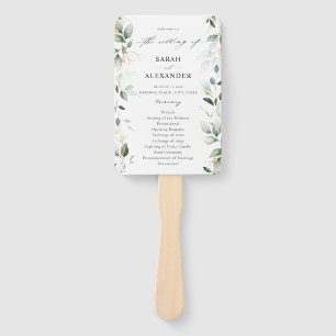 Eucalyptus Glow Gold Greenery Wedding Program 2 Hand Fan
