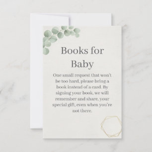 Eucalyptus Gold Books for Baby Shower Insert Card