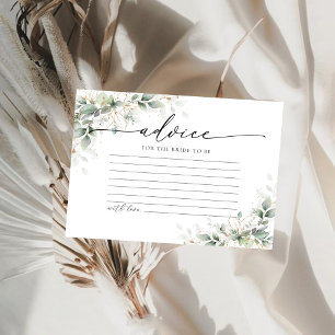 Eucalyptus Gold Bridal Shower Advice Card