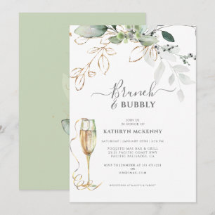Eucalyptus Gold Calligraphy Bridal Shower  Invitat Invitation