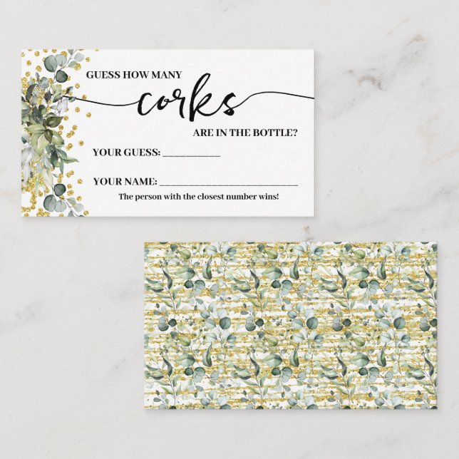 Eucalyptus Gold Combien de Corks Douche Carte de j (Devant / Derrière)