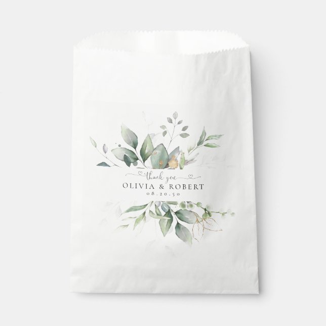 Eucalyptus Gold Floral Greenery Mariage Favor Sacs (Devant)