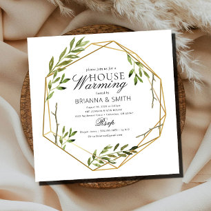 Eucalyptus Gold Foliage Housewarming  Invitation