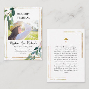 Eucalyptus Gold Frame Orthodox Funeral Prayer Card