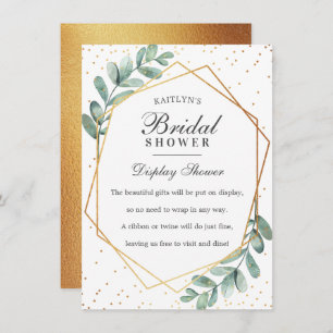 Eucalyptus Gold Geometric Bridal Shower Enclosure Card