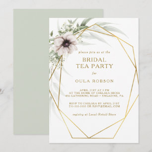 Eucalyptus Gold Geometric Bridal Tea Party Invitation