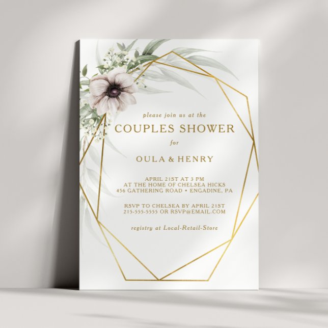 Eucalyptus Gold Geometric Couples Shower Invitation (Creator Uploaded)