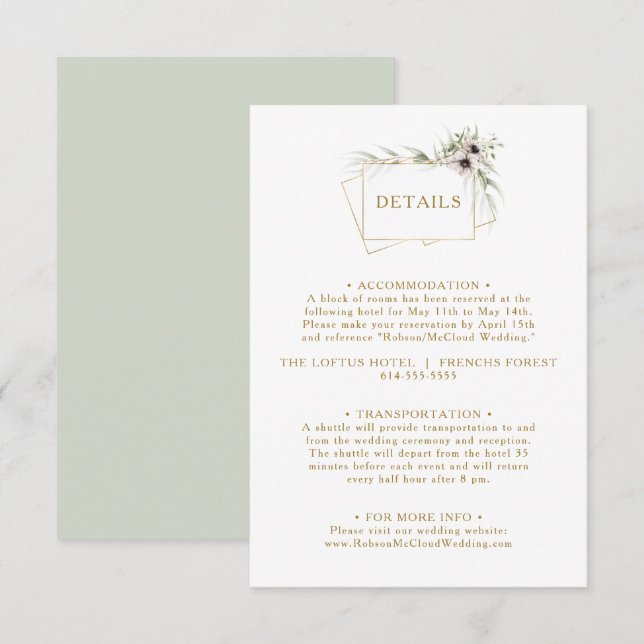 Eucalyptus Gold Geometric Details Enclosure Card (Front/Back)