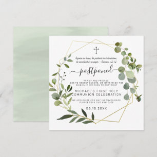 Eucalyptus Gold Geometric   Postponed Communion Invitation