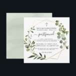 Eucalyptus Gold Geometric | Postponed Communion Invitation<br><div class="desc">Beautiful Postponement Announcement for a communion, baptism, confirmation, christening or any event! Add your custom wording to this design by using the "Edit this design template" boxes on the right hand side of the item, or click the blue "Customize it" button to arrange the text, change the fonts and colours...</div>