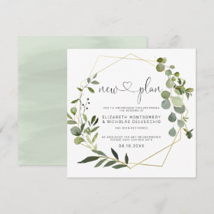 Eucalyptus Gold Geometric   Postponed Wedding Invitation