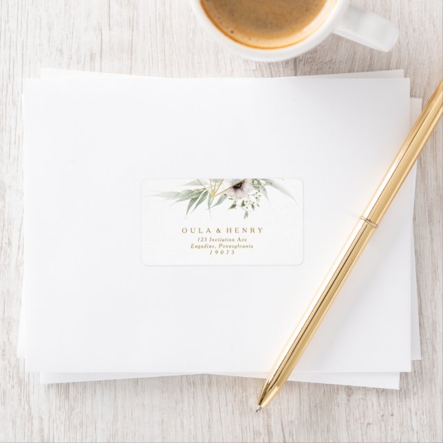 Eucalyptus Gold Geometric RSVP Return Address  Label (Insitu)