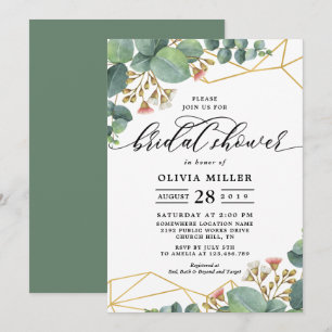 Eucalyptus Gold Geometric Shape Wedding Invitation