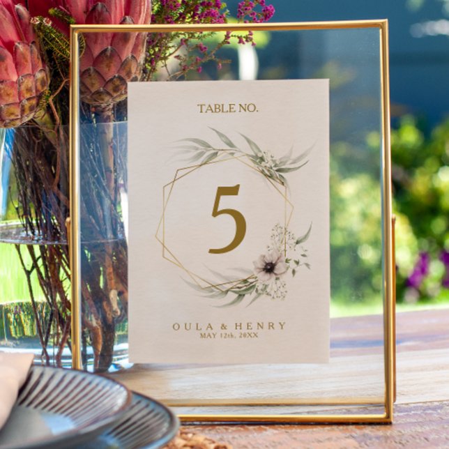 Eucalyptus Gold Geometric Table Number (Creator Uploaded)