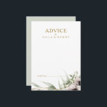 Eucalyptus Gold Geometric Wedding Advice Card<br><div class="desc">This eucalyptus gold geometric wedding advice card is perfect for your elegant boho wedding. It is designed with simple bohemian white and purple anemone flowers, simplistic watercolor sage green leaves, and modern gold foil winter frames. With the combination of white floral and simple rustic greenery, you're sure to create the...</div>