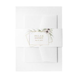Eucalyptus Gold Geometric Wedding Invitation Belly Band