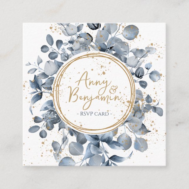 Eucalyptus Gold Glitter Code 01 - RSVP 3 Enclosure Card (Front)
