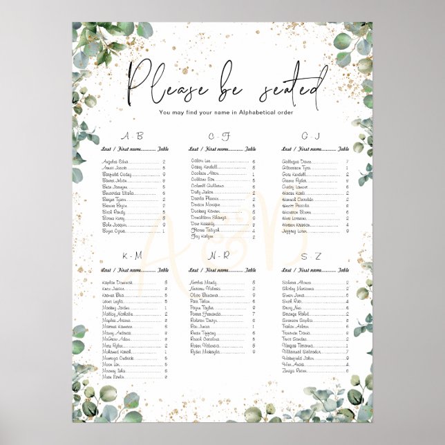 Eucalyptus Gold Glitter - Green seat charts 2 (Front)