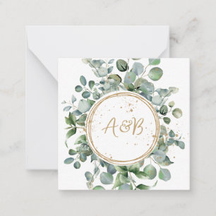 Eucalyptus Gold Glitter - Green Wedding Card