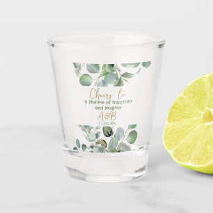 Eucalyptus Gold Glitter - Green Wedding Shot Glass