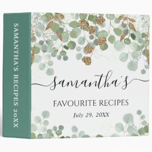Eucalyptus Gold Glitter Recipes Photo Album Binder
