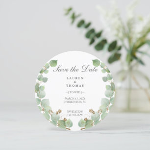 Eucalyptus Gold Glitter Save The Date