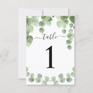 Eucalyptus Gold Glitter Table Number Place Card