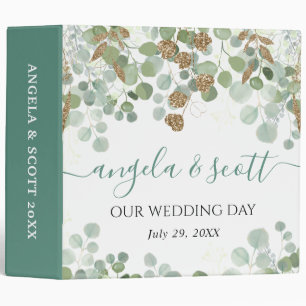 Eucalyptus Gold Glitter Wedding Photo Album Binder