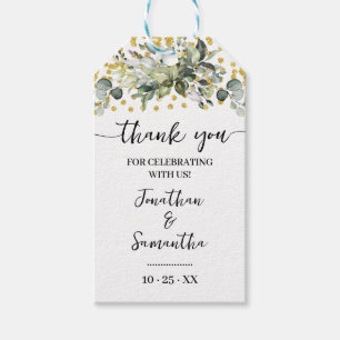 Eucalyptus Gold Glitter Wedding Shower Favour tag