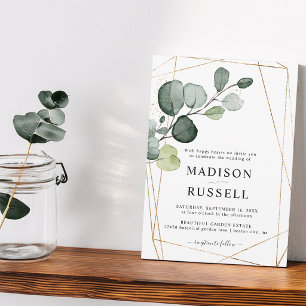 Eucalyptus Gold Greenery Wedding Invitation