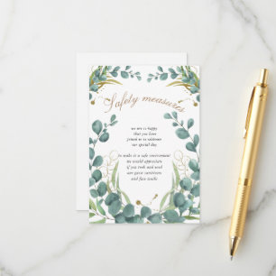 Eucalyptus Gold Leaves Wedding Safety Measures  Enclosure Card