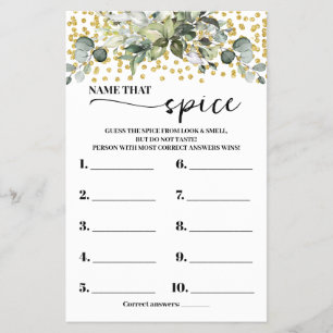 Eucalyptus Gold Name that Spice Shower Game Card