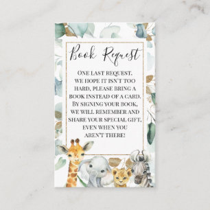 Eucalyptus Gold Safari Animals Book Request Insert