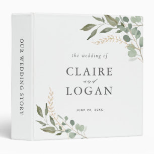 Eucalyptus Gold Sage Green Wedding Photo Album Binder