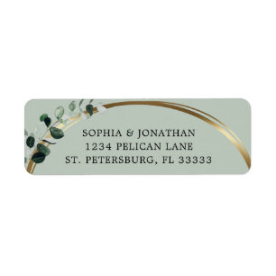 Eucalyptus Gold Sage Mariage Adresse de retour Lab