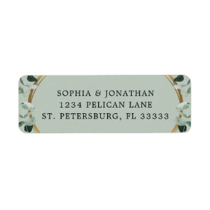 Eucalyptus Gold Sage Wedding Invite Return Address