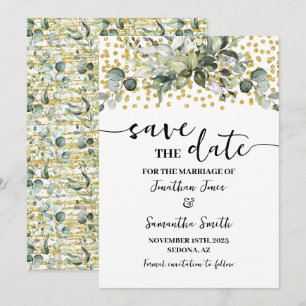 Eucalyptus Gold Save the Date Wedding