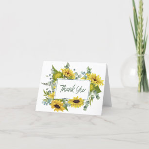 Eucalyptus Gold Sunflower Carte de remerciements c