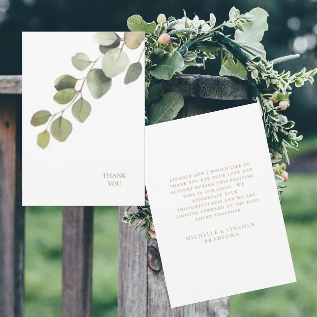 Eucalyptus Gold Texte Mariage blanc Merci (Créateur téléchargé)