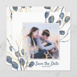Eucalyptus & Gold Watercolor Garden Save the Date Invitation