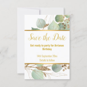 EUCALYPTUS GOLD WHITE RESPONSE RSVP CARD