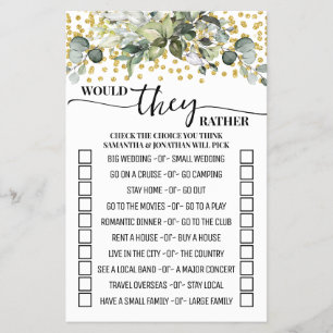 Eucalyptus Gold Would They Rather Shower Game Card