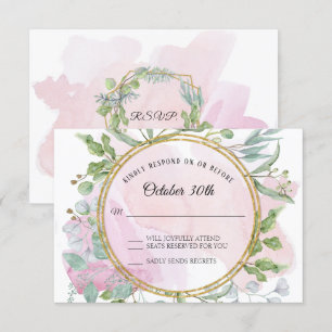 Eucalyptus Gold Wreath Foliage RSVP Response Card