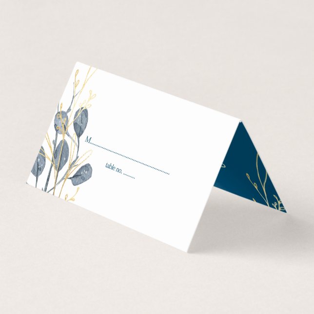 Eucalyptus Golden Garden Flora Wedding Table Cards (Front)