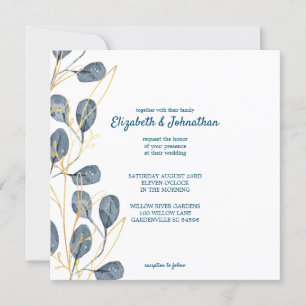 Eucalyptus Golden Garden Floral Wedding Invitation
