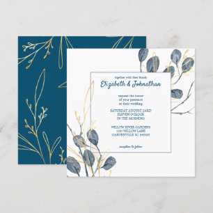 Eucalyptus Golden Garden Floral Wedding Invitation